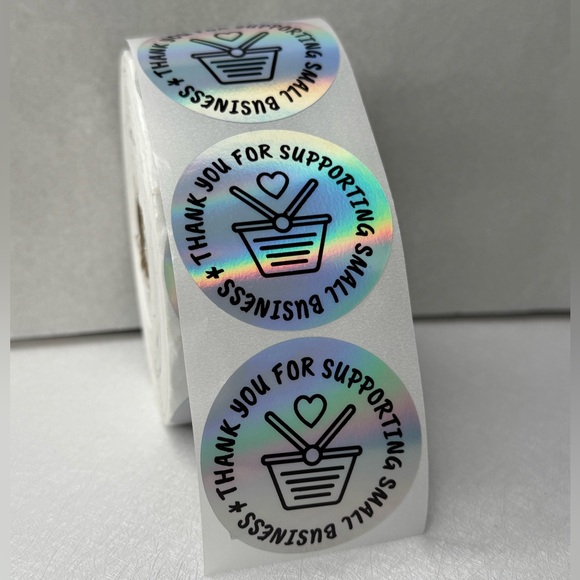 100pcs Thank You Stickers Holographic Small Business Labels 2” - Picture 3 of 14